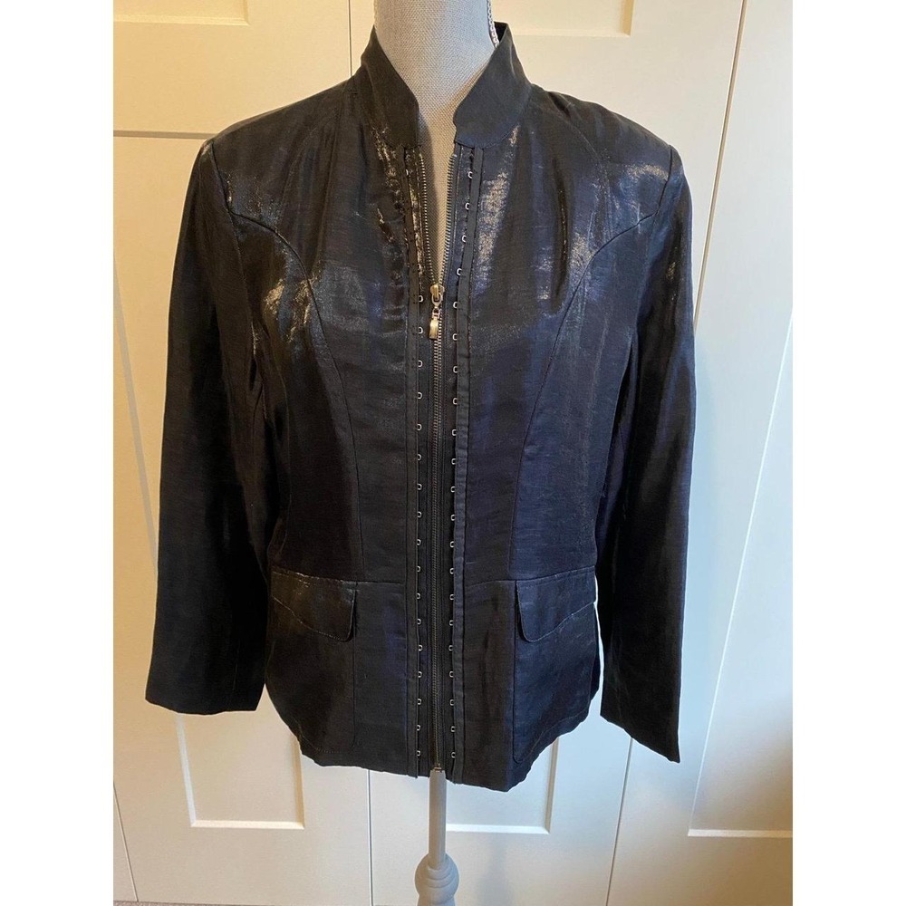 Chico's Blazer 2 Large Shimmery Jacket Lightweight Evening Event Grunge sku45